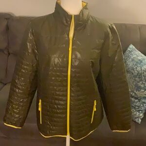 NWOT Talbots Olive Green Jacket with Yellow Lining
